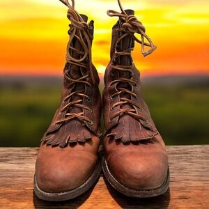 Justin Women’s Leather Western Cowboy Boots‎ Brown 6.5B Made in USA Vintage
